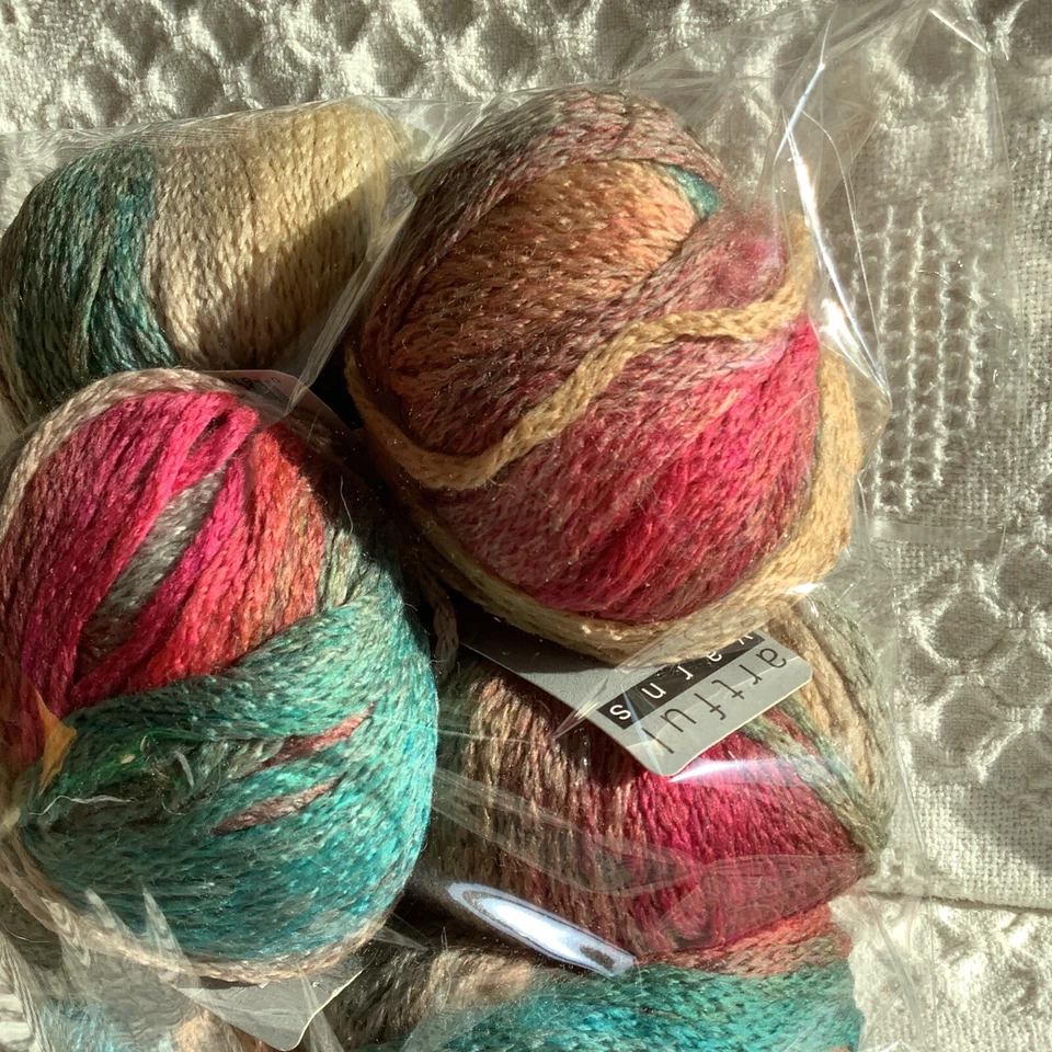 7 Bolas Hilos Artful Hilo Palacio 50g Cada Lana Acrílico Rosa Turquesa Foto 2 de 4