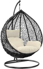 Hanging Egg Chair Rattan Swing Garden Hammock with Cushions for Outdoor Indoor
