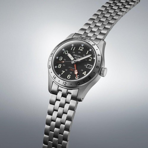 Neu Seiko 5 Sports automatische GMT schwarzes Zifferblatt Stahlarmband Uhr SBSC011 - Bild 4 von 8