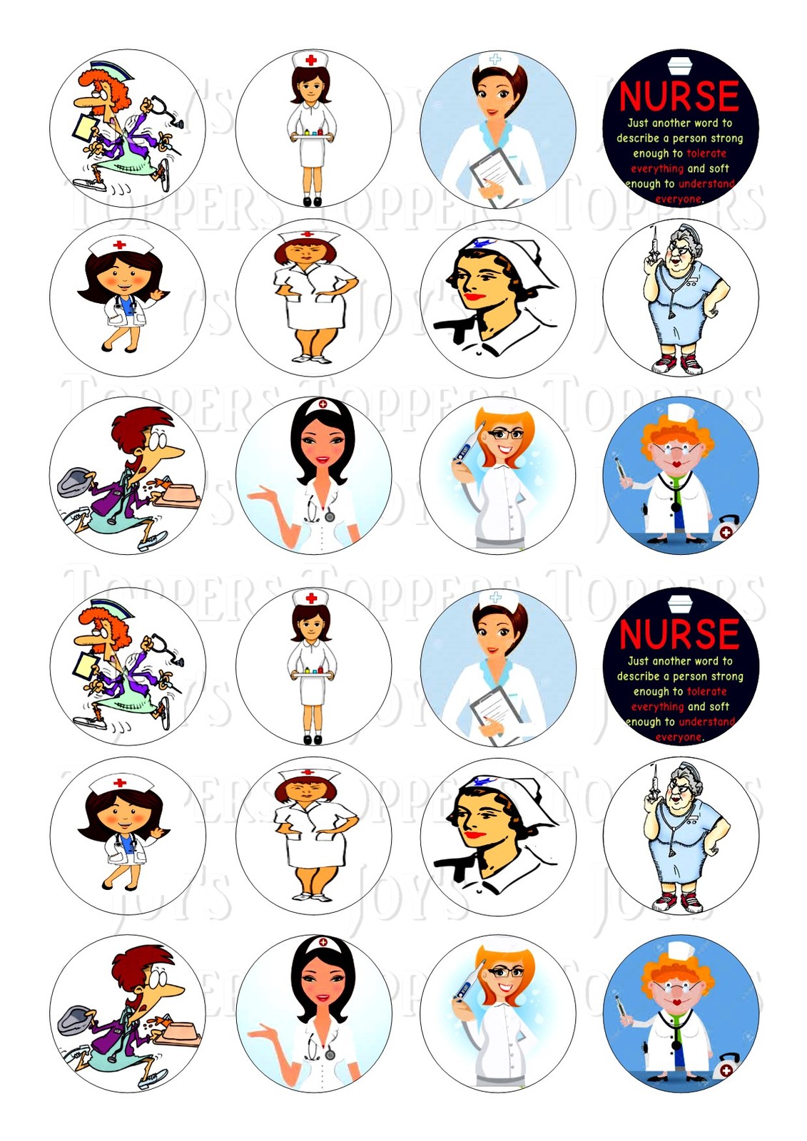 24 NURSE NURSES  TOPPER ICED  ICING EDIBLE FAIRY CAKE  TOPPERS