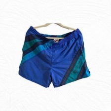 Vintage 90s Speedo Nylon Swim Shorts Men's Size 34 Blue Black Teal Colorblock