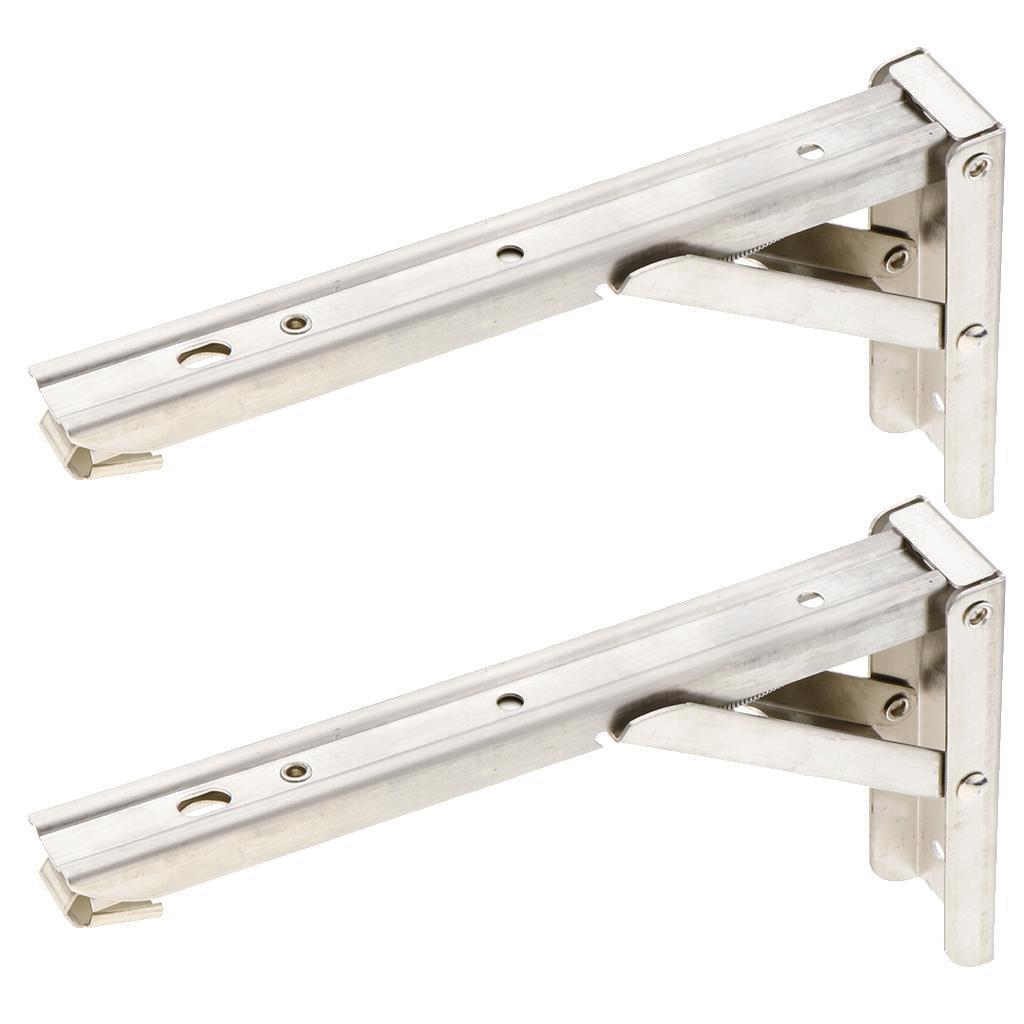 2-Pack Heavy Duty Folding Table Brackets - Stainless Steel Shelf/Bench Supports