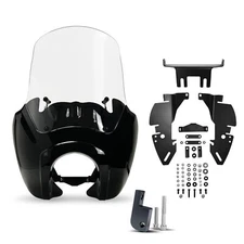 Black & Clear Tall Fairing w/ Bracket A For 1987-1999 Harley FXR (Read Desc.)