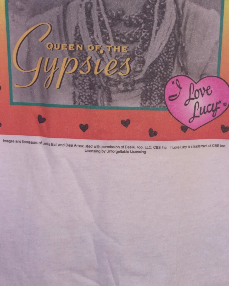 NUEVO SIN ETIQUETAS COMO NUEVO Vintage Años 90 I Love Lucy Camisa Dormir Camiseta Reina de los Gitanos OS Foto 3 de 4
