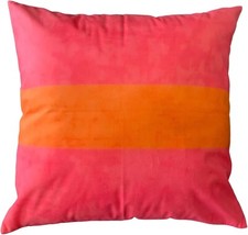 Throw Pillow Cover 18x18in Orange and Pink Modern Striped Polyester Zipper