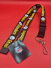 NFL PITTSBURGH STEELERS LICENSED BLACK KEYCHAIN LANYARD NEW WITH TAGS