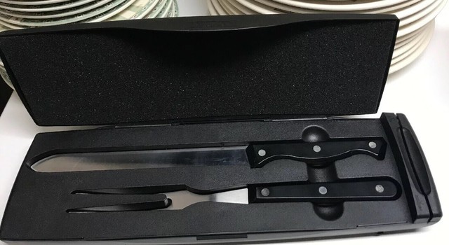 Pampered Chef Carving Set #1041 Knife Fork Built-In Sharpener with Case | eBay