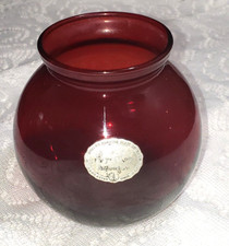 Vintage Anchor Hocking Royal Ruby Vase 4 Orig...