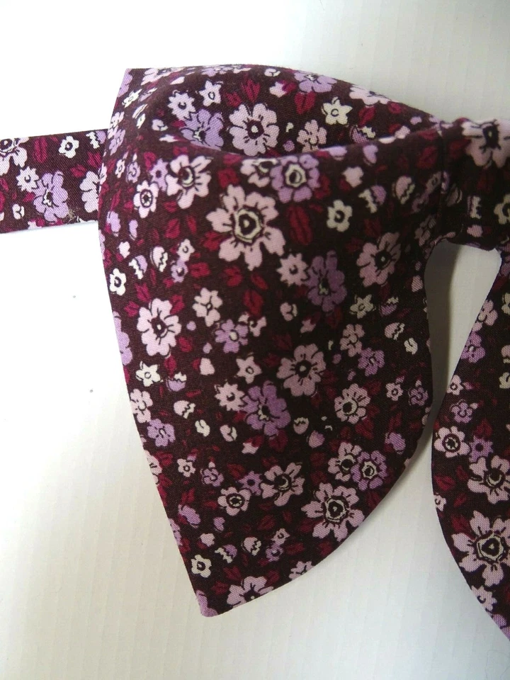 Pajarita floral borgoña de gran tamaño estilo vintage años 70 boda graduación regalo para él Foto 2 de 3