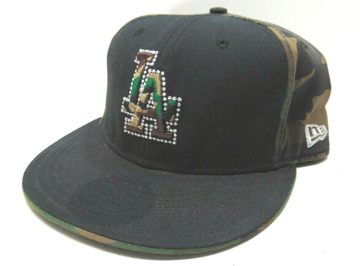 New Era 59Fifty Camo LA Studded Embroidered Fitted Baseball Cap Size 7