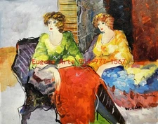 20x24"(51x61cm)100% hand painted oil flat/Tarkay/Cafe Lady