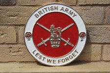British Army Alloy Wall Plaque 23cm Diameter, Lest We Forget- New- FREE DELIVERY