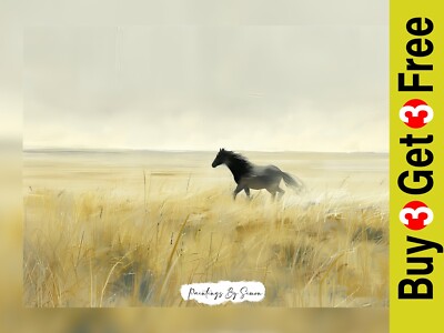 Anmutiges Wildpferd läuft, Gemälde Druck 5''x7'' auf mattem Papier