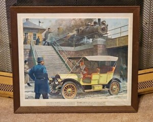 Vintage Humble Oil Poster Print 1909 Welch Touring Car Artist Harry Anderson