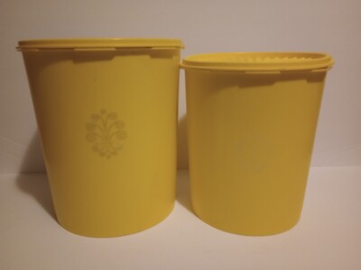 VTG Tupperware Servalier Nesting 2pc Golden Harvest Canister Set 1339 And 805