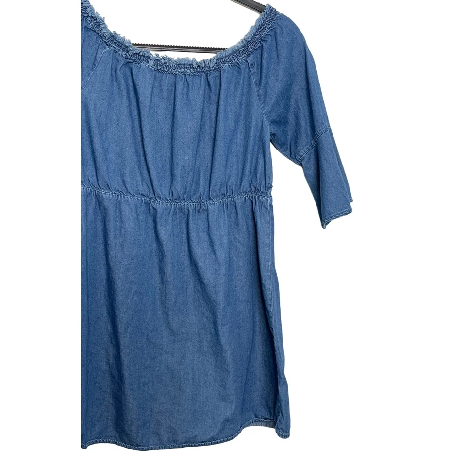 Vestido Justice Niñas Talla 12 Niños Azul Cambray Denim Acampanado Manga Campana Informal Foto 3 de 4