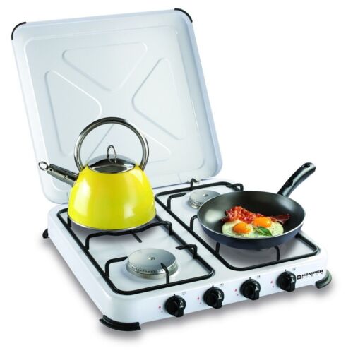 Plaque de cuisson gaz portable 4 feux - 4650 W - blanc laqué - Afbeelding 1 van 3