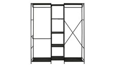 Spencer 3 Rail 6 Shelf Wardrobe Black Storage Organiser Bedroom Furniture