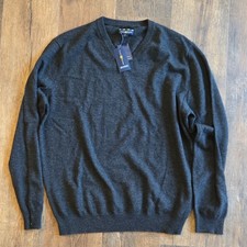 Club Room Mens 100% Cashmere Charcoal V-Neck ...