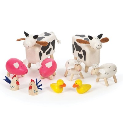 Tidlo Bauernhoftiere aus Holz, 10 Tiere, Paar mit unserem Oldfield Bauernhof Spielset