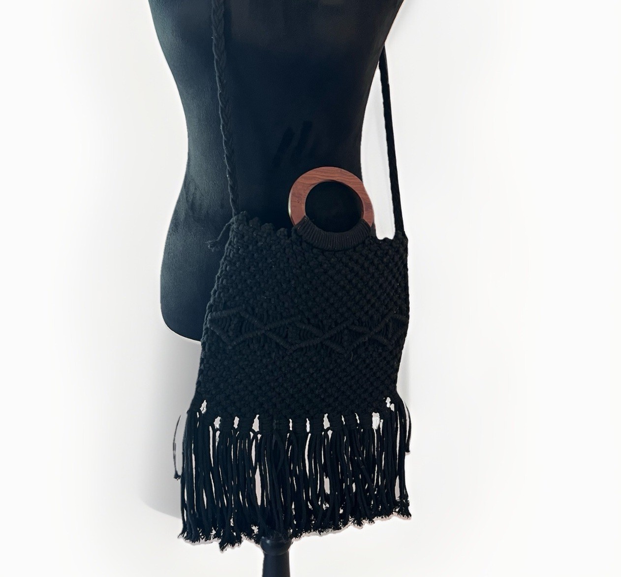 DANIELLE NICOLE Crochet Crossbody Purse S Black M… - image 1