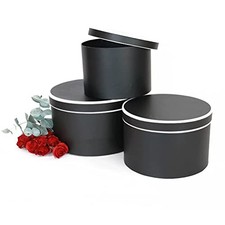 Premium Quality Round Flower Box, Gift Boxes for Luxury Black with White Rim