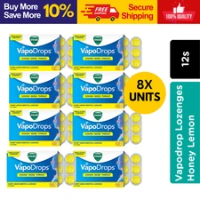8 x Vicks VapoDrops Honey Lemon Lozenges Relief Cough, Sore throat