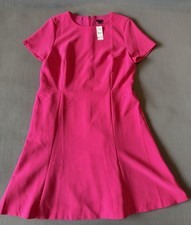 Ann Taylor Dress Womens 14 Pink Fit & Flare Short Sleeve Career Party Midi NWT