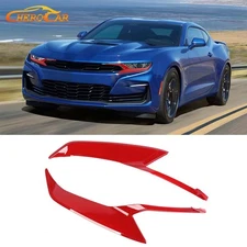 2pcs Red Front Headlight Lamp Cover Trim Overlay Decor For Chevy Camaro 2019+