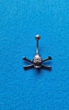 Bauchnabel Piercing Schmuck Totenkopf Glitzeraugen Knochen 10mm 925 Silber