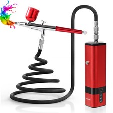 Airbrush Kit with Compressor, 32PSI Handheld Mini Air Brush Dual-Action, Red