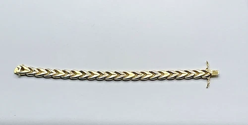Bellezza Gold Tone Frosted Shiny Chevron Link Bracelet Double Safety Clasp image 6