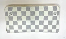 Louis Vuitton Damier Azur Zippy Zip Around Long Wallet Purse White C-I