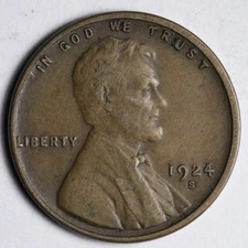 1924-S Lincoln Wheat Cent Penny XF E339 ISC