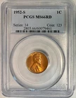 1952-S Lincoln Cent (Wheat Penny), PCGS MS-66 RD