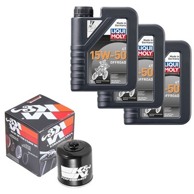 K&N Ölfilter Set LM 15W-50 Off. 3L für Yamaha YFM 350FWA FGD Grizzly 4WD Bj.13