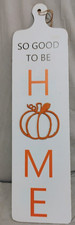 White Wooden HOME Fall Sign-Front Door Decor-Autumn Orange PUMPKIN1 8x4.7 976