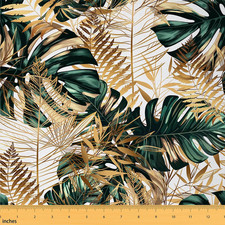 Palm Leaves Fabric by the Yard Watercolor Green Tropical Plants No Stretch Sewi