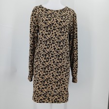 Sweater Dress Womens XL Leopard Print Knee Length Cozy Mobwife Aesthetic 