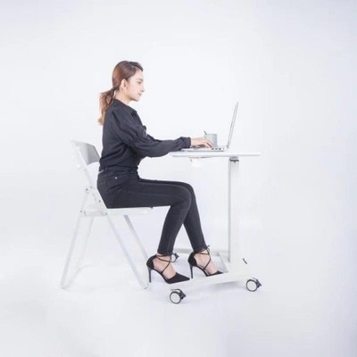 [ROLLING SWIVEL LAPTOP DESK]Stand Up Workstation Adjustable Height & Angle Table