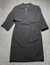 Tahari 2PC Black Dress Sheath Lined Sz 10 Sleeveless &Jacket Short Lined Sz 12