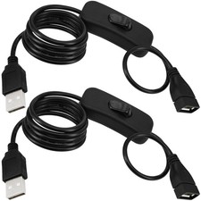 USB Cable with Switch, 2-Pack 1M/3Ft USB Male to Female Extension Cord Inline...