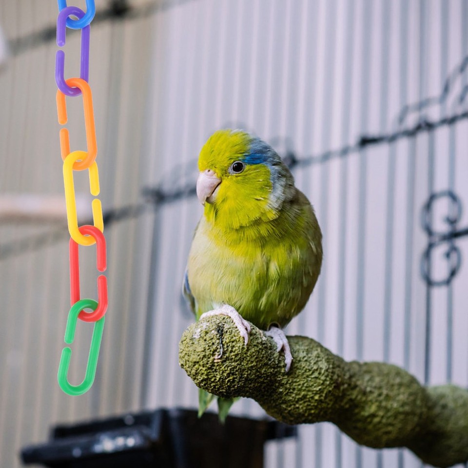 100 Pcs Bird Toys Chain Links Plastic Parrot Accessories Cage Clip Baby ...