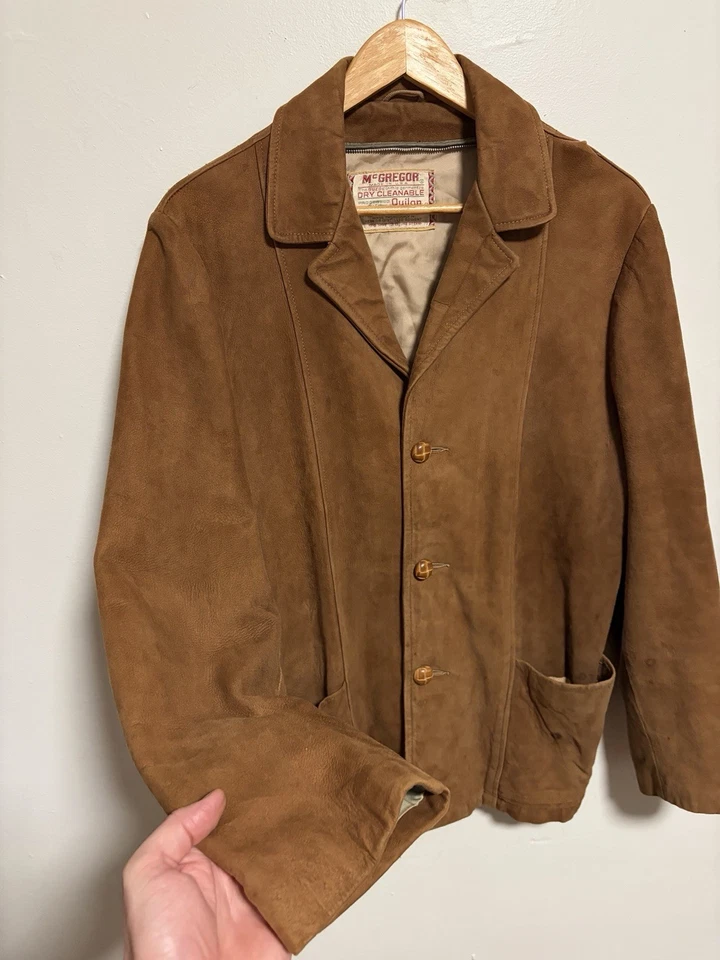Chaqueta Vaquera Occidental Vintage Años 60 McGregor Cuero Gamuza Talla 38 Hecha en EE. UU. Foto 4 de 4