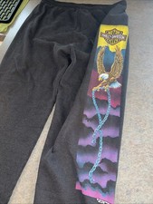 Vintage 90  s Harley Davidson Cut Off Sweatpants 1991 Eagle With Chain Sz L