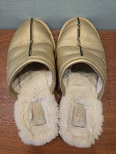 UGG Australia Leather Sheepskin Lined Gold Slippers Size 7