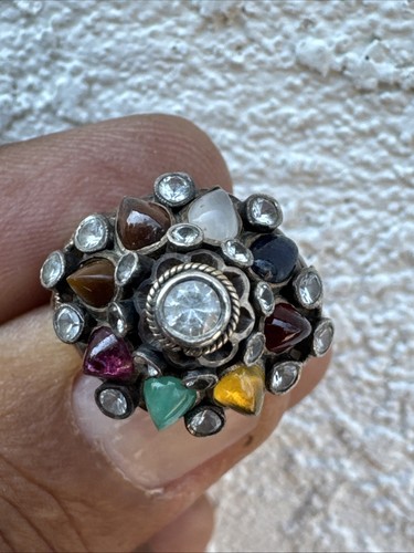 Antique Thai Princess Ring - 14k Gold, Various Stones, Size 5, Weighs 5.39Grams - Picture 2 of 11