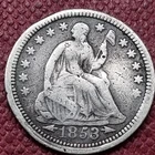 1853 Seated Liberty Half Dime 5c Better Grade #94100