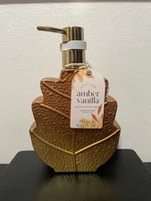 Asquith & Somerset Amber Vanilla Hand Wash Metal Leaf Pump NEW 16.56 oz Fall