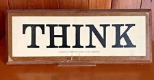 Original Vintage 1960s IBM "THINK" Wood Sign Plaque 14x5